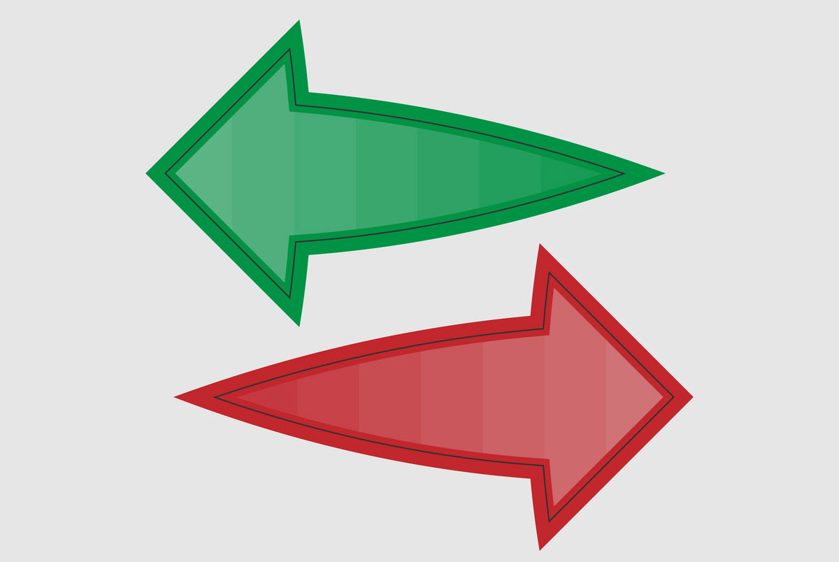 2 arrows in opposite direction