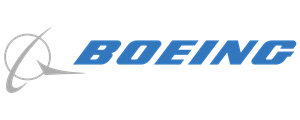 The Boeing logo, a blue wordmark with a stylized circle to the left representing flights around the globe.