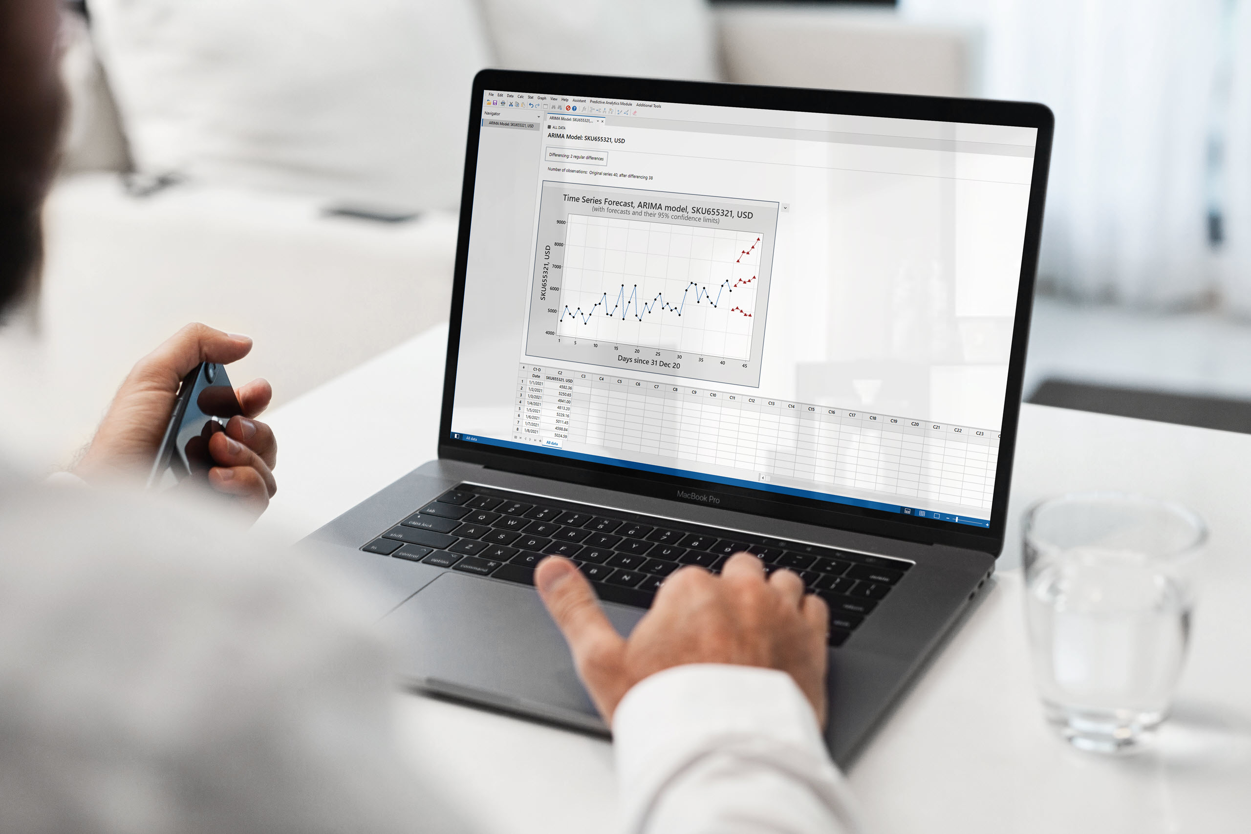 Student an analyzing an ARIMA model in the Statistical Forecasting course