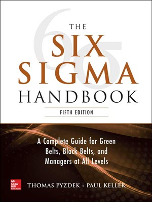 Book cover of "The Six Sigma Handbook (5th Edition)" depicting a comprehensive guide for implementing Six Sigma methodologies.